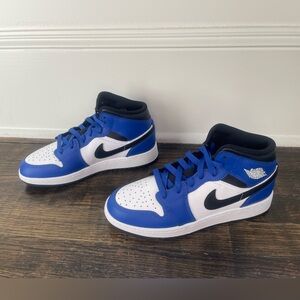 New Nike Air Jordan 1 Mid GS Blue White Black | Size 5Y